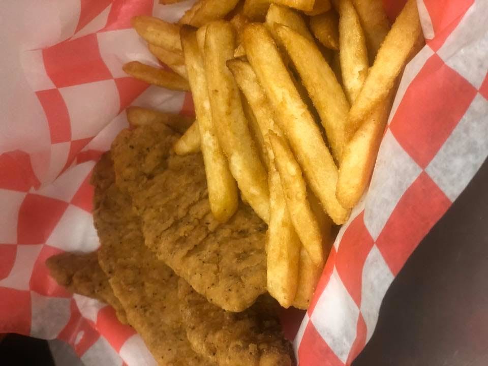 Order Four Chicken Strips with French Fries & Side of Sauce Special - Special food online from Cornersburg Pizza store, Boardman on bringmethat.com