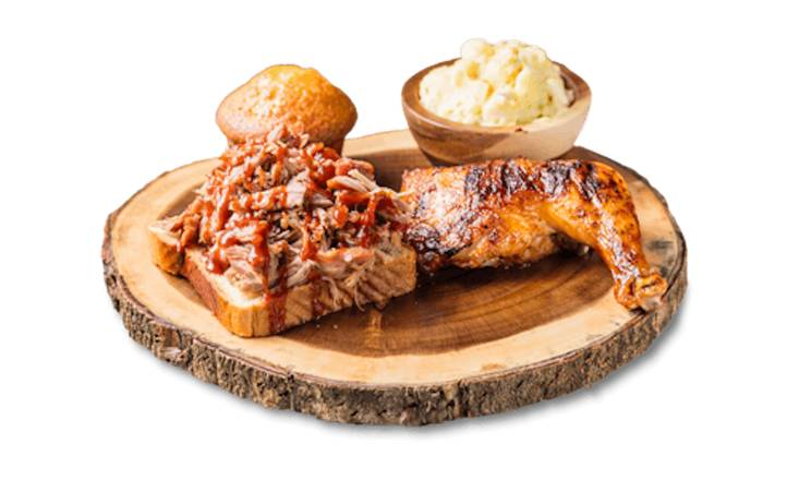 Order 2 MEAT COMBO WITH CHICKEN food online from Famous Dave store, Ammon on bringmethat.com