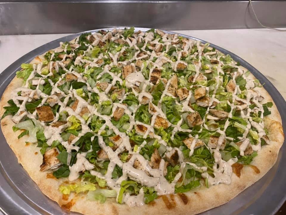 Order Grilled Chicken Caesar Pizza - Small food online from Mario Pizza store, New Rochelle on bringmethat.com