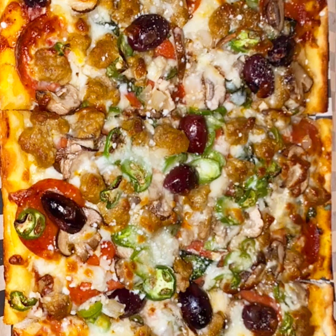 Order Hesh Law Pizza - 9" x 13" Square food online from Hesher Pizza store, Oakland on bringmethat.com