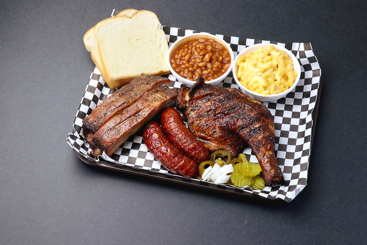 Order 3 Meats Plate food online from Winners Bbq store, Plano on bringmethat.com