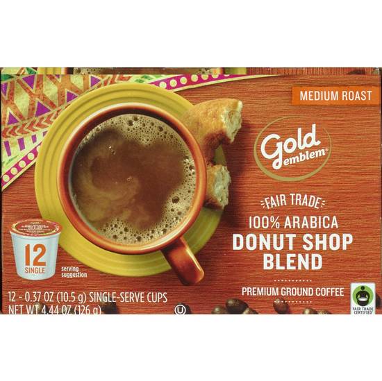 Order Gold Emblem Fair Trade Donut Shop Blend Premium Ground Coffee Single-Serve Cups, 12 CT food online from Cvs store, PEARL on bringmethat.com