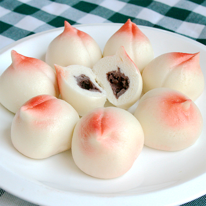 Order Sweet Peach Bun 4pcs 桃子包4个 food online from Hai Sun Chinese Restrnt store, Brooklyn on bringmethat.com