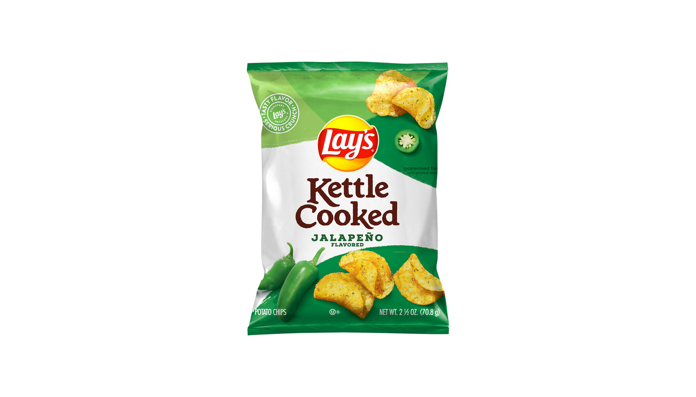Order Lay's Kettle Cooked Jalapeno Flavored Chips 2.14oz Bag food online from Circus Liquor store, Los Angeles on bringmethat.com