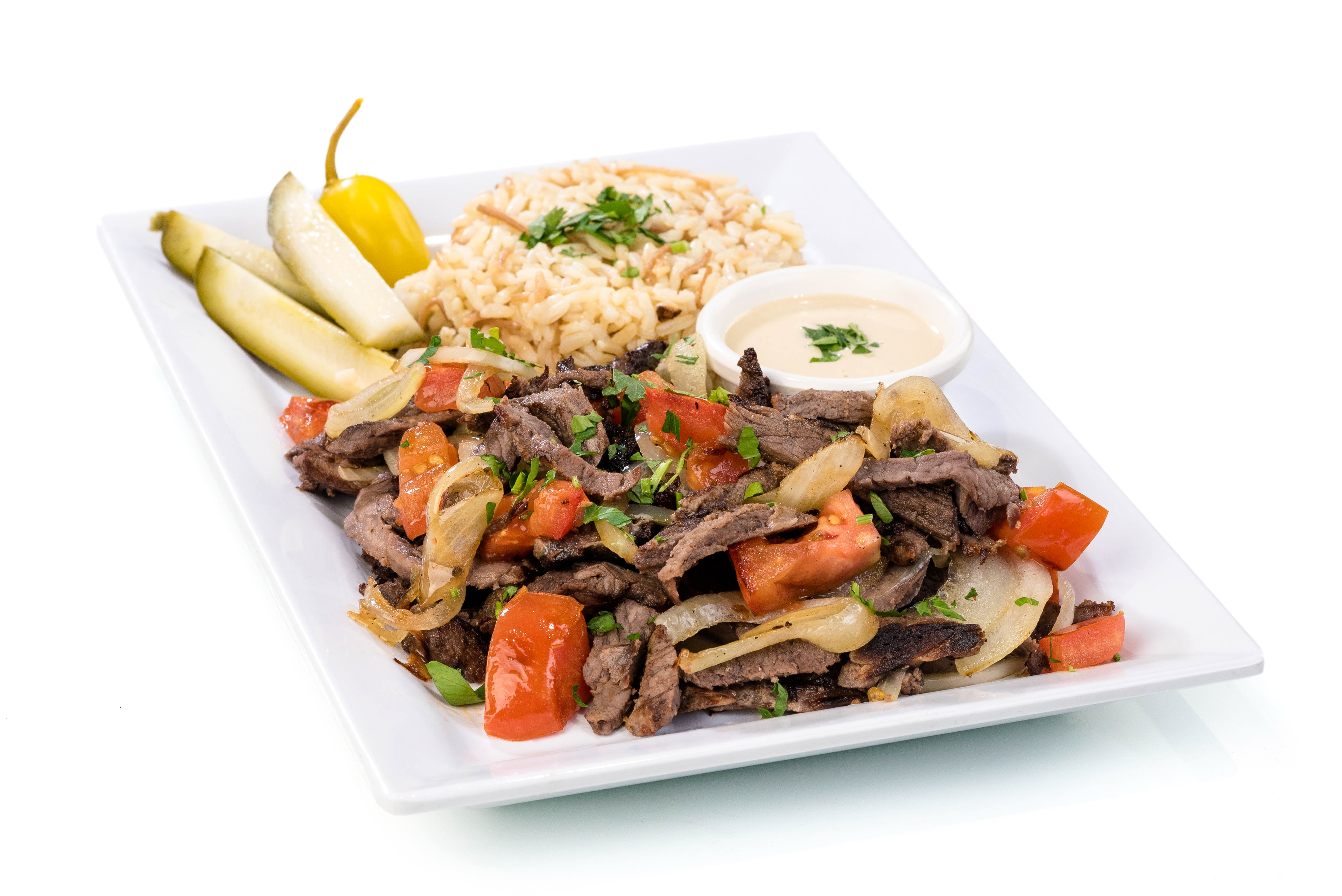 Order Beef Shawarma Plate food online from Cafe Du Liban store, Los Angeles on bringmethat.com