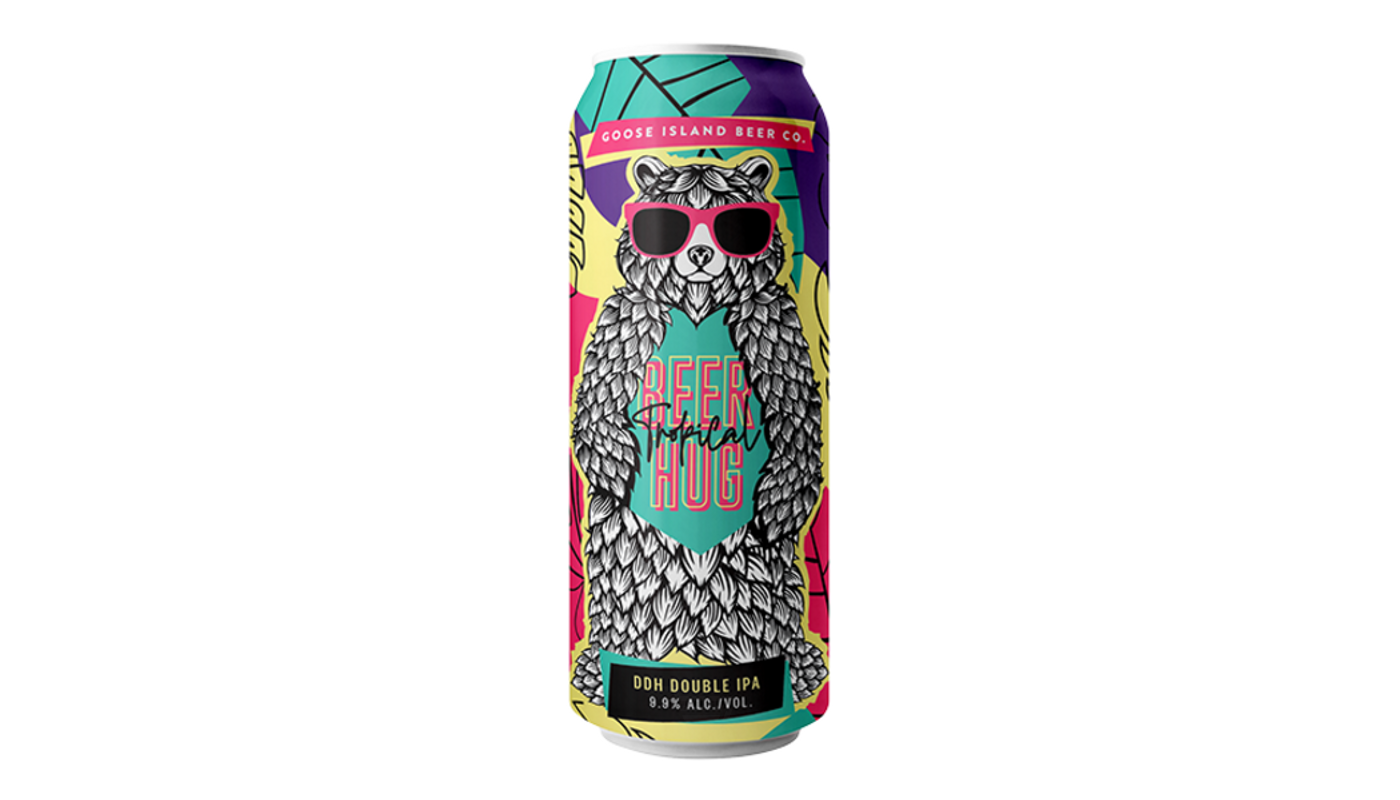 Order Goose Island Tropical Beer Hug 19.2oz Can food online from Liquor Palace store, Burbank on bringmethat.com