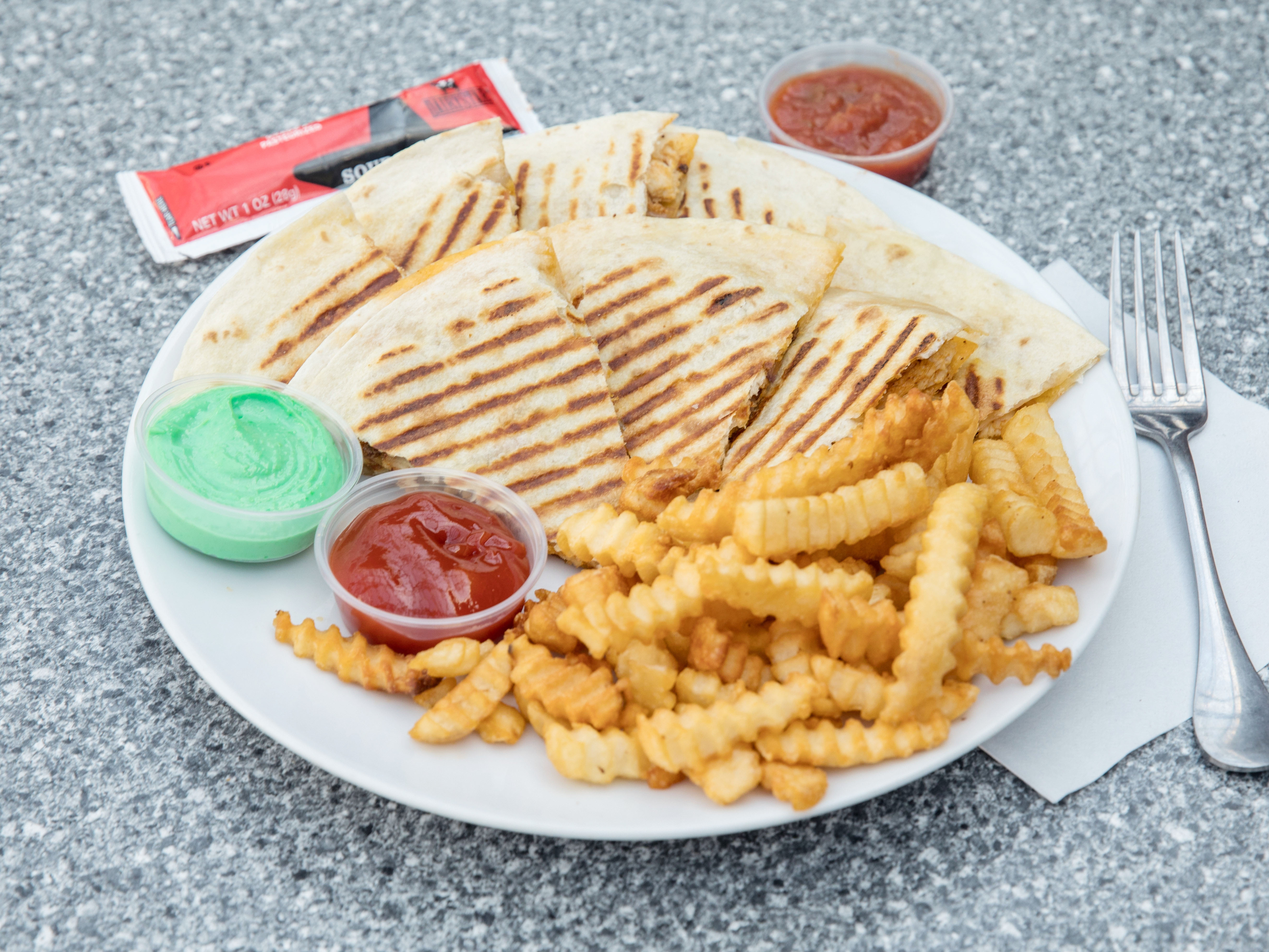 Order Chicken Quesadilla food online from Midnight lounge and Mediterranean Cuisine store, Columbus on bringmethat.com