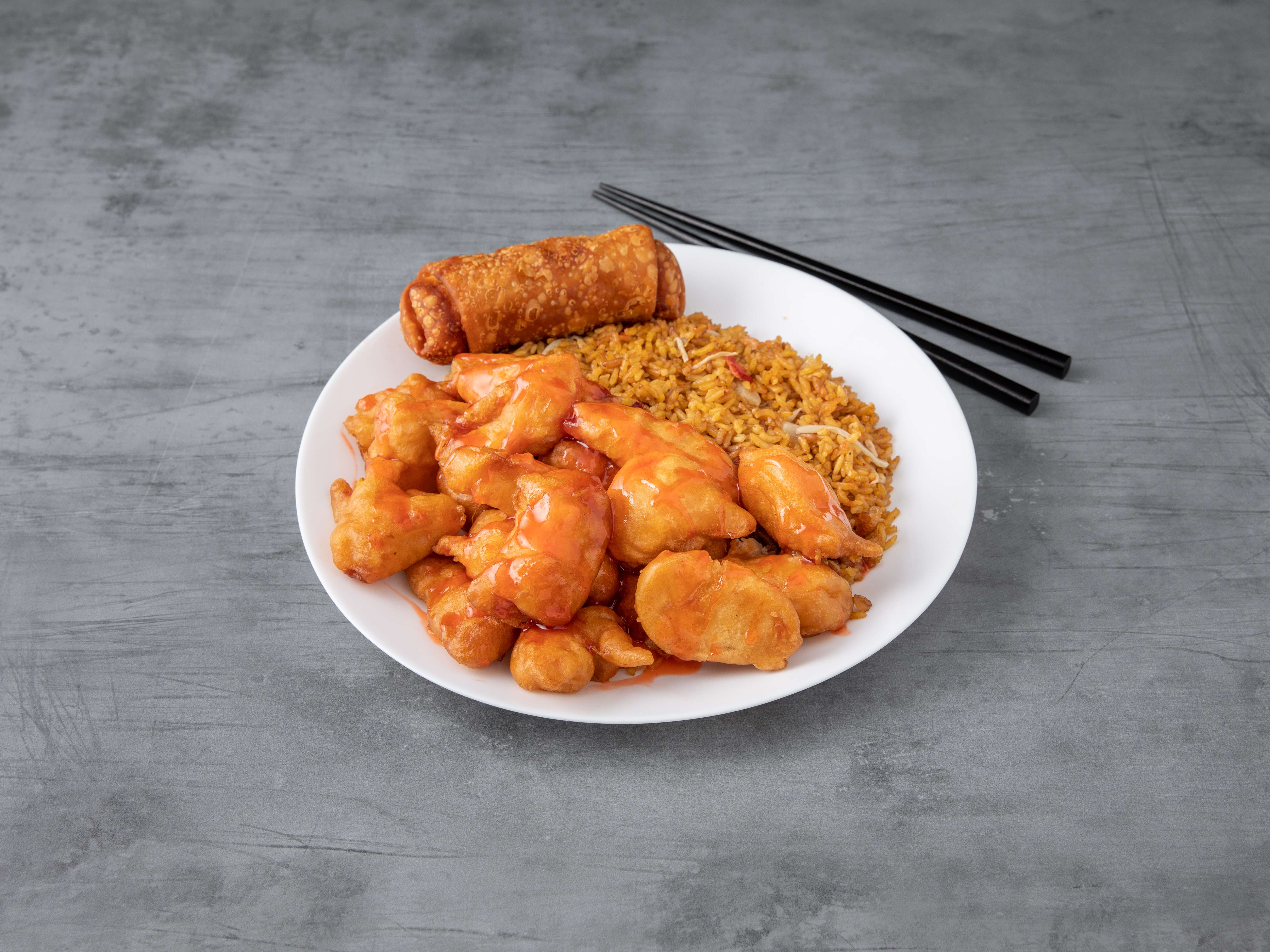 Order C9. Sweet & Sour Chicken Combo Plate food online from Hong Kong Restaurant store, New Rochelle on bringmethat.com
