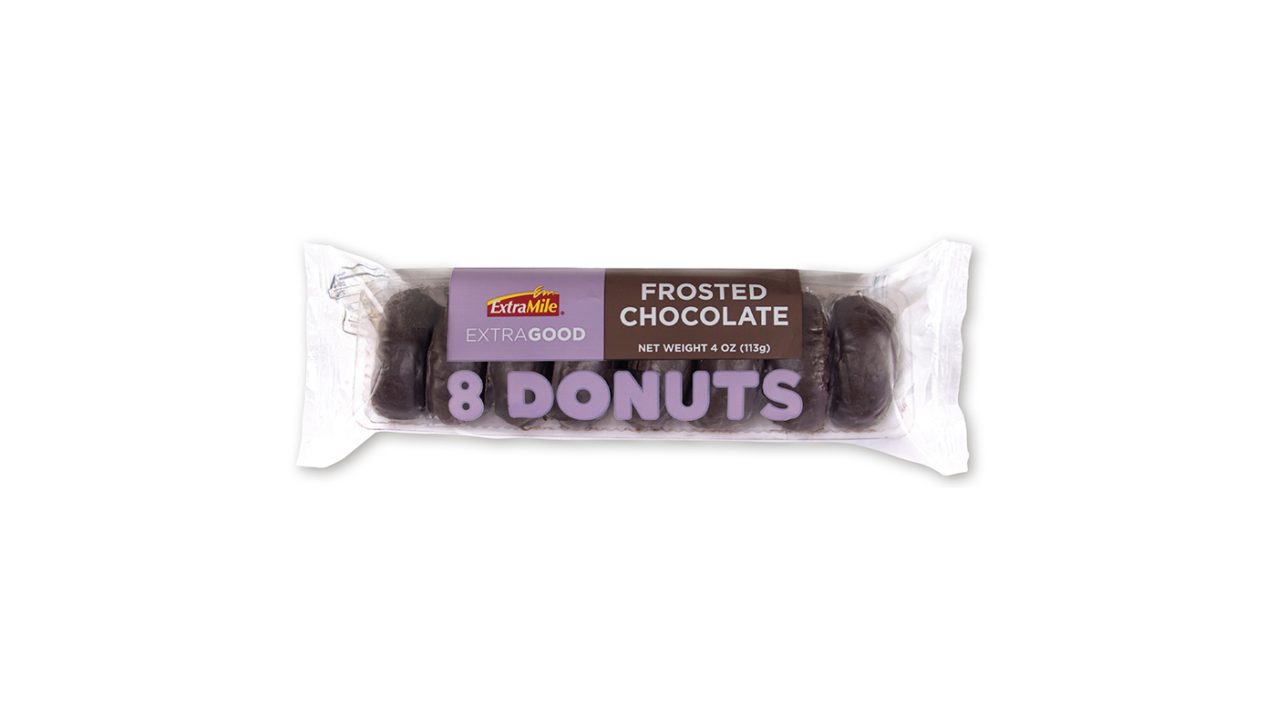 Order ExtraMile Frosted Chocolate Donuts 4oz food online from Extramile store, Palm Springs on bringmethat.com