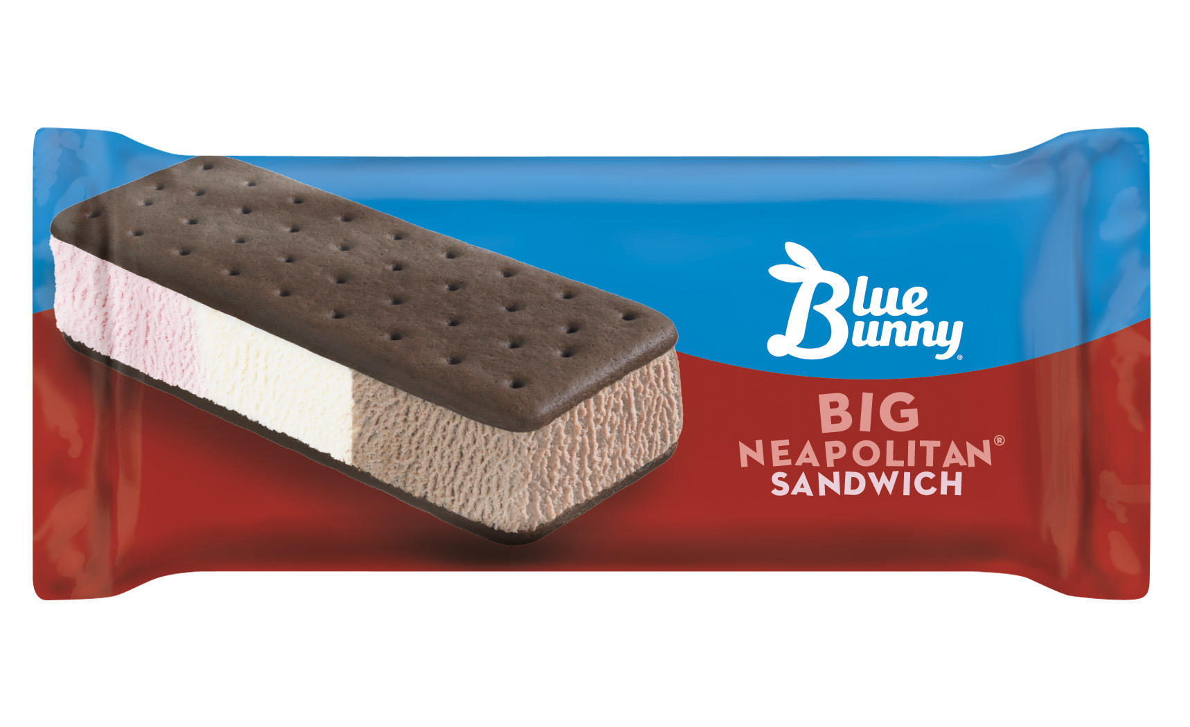 Order Blue Bunny Neapolitan® Sandwich  food online from Chuck E. Cheese store, Paducah on bringmethat.com