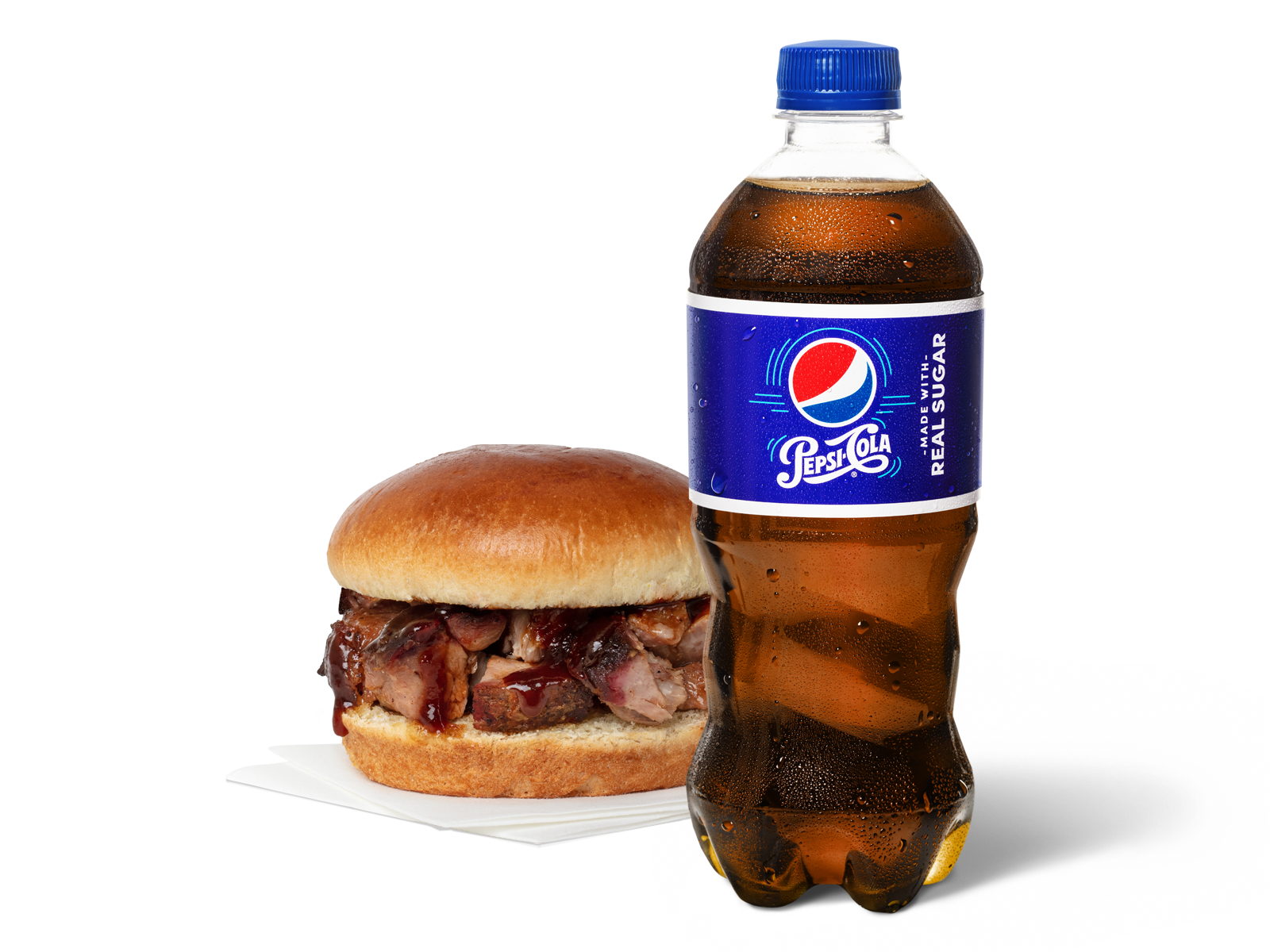 Order Slow-Smoked Chopped Pork Sandwich & Pepsi Real Sugar food online from Pep Place store, Yuma on bringmethat.com