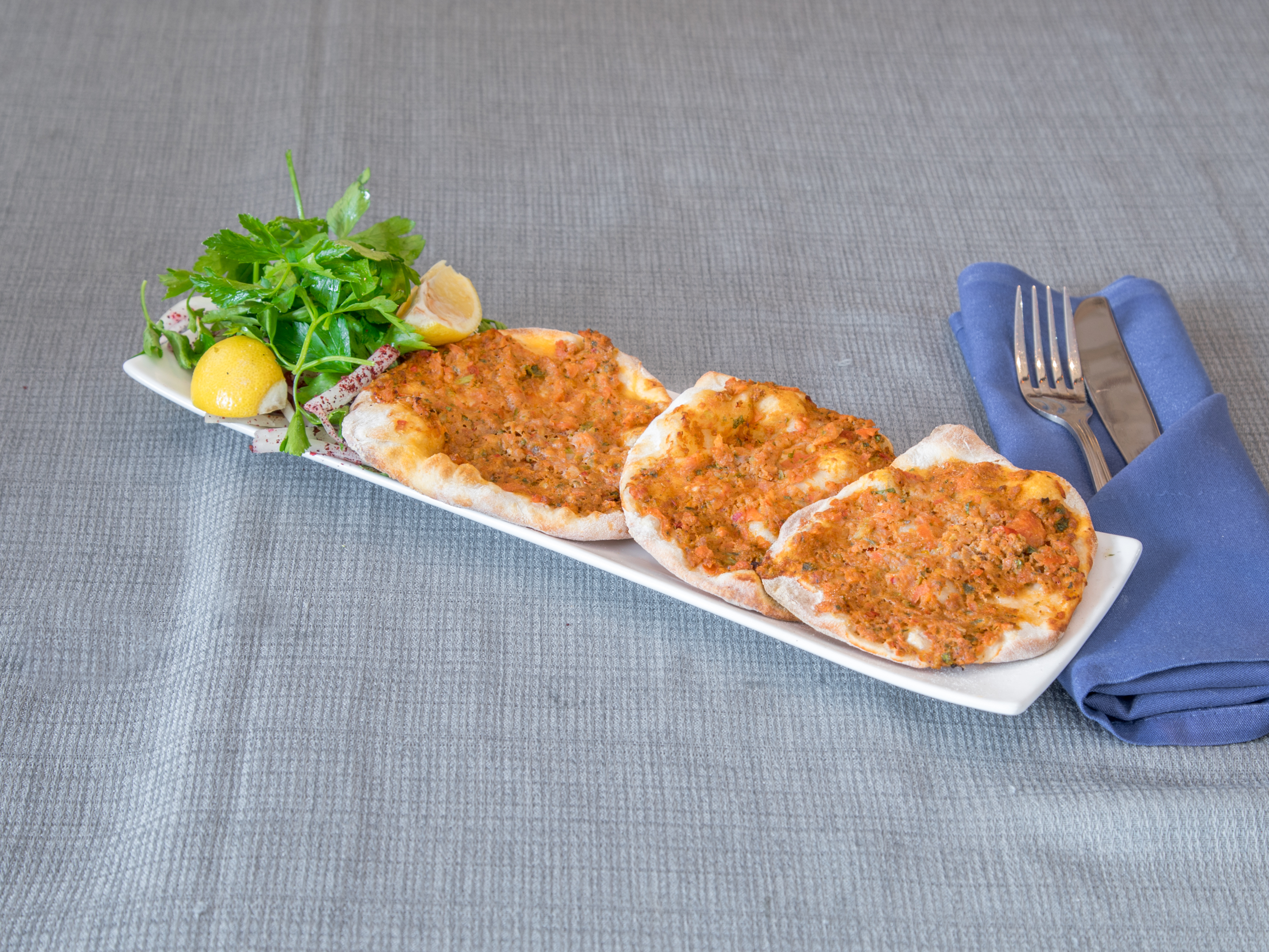 Order 3 Piece Findik Lahmacun food online from Turkish Grill store, Sunnyside on bringmethat.com