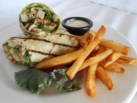 Order Grilled Chicken Caesar Wrap w fries food online from Scala Pizza store, Mount Vernon on bringmethat.com