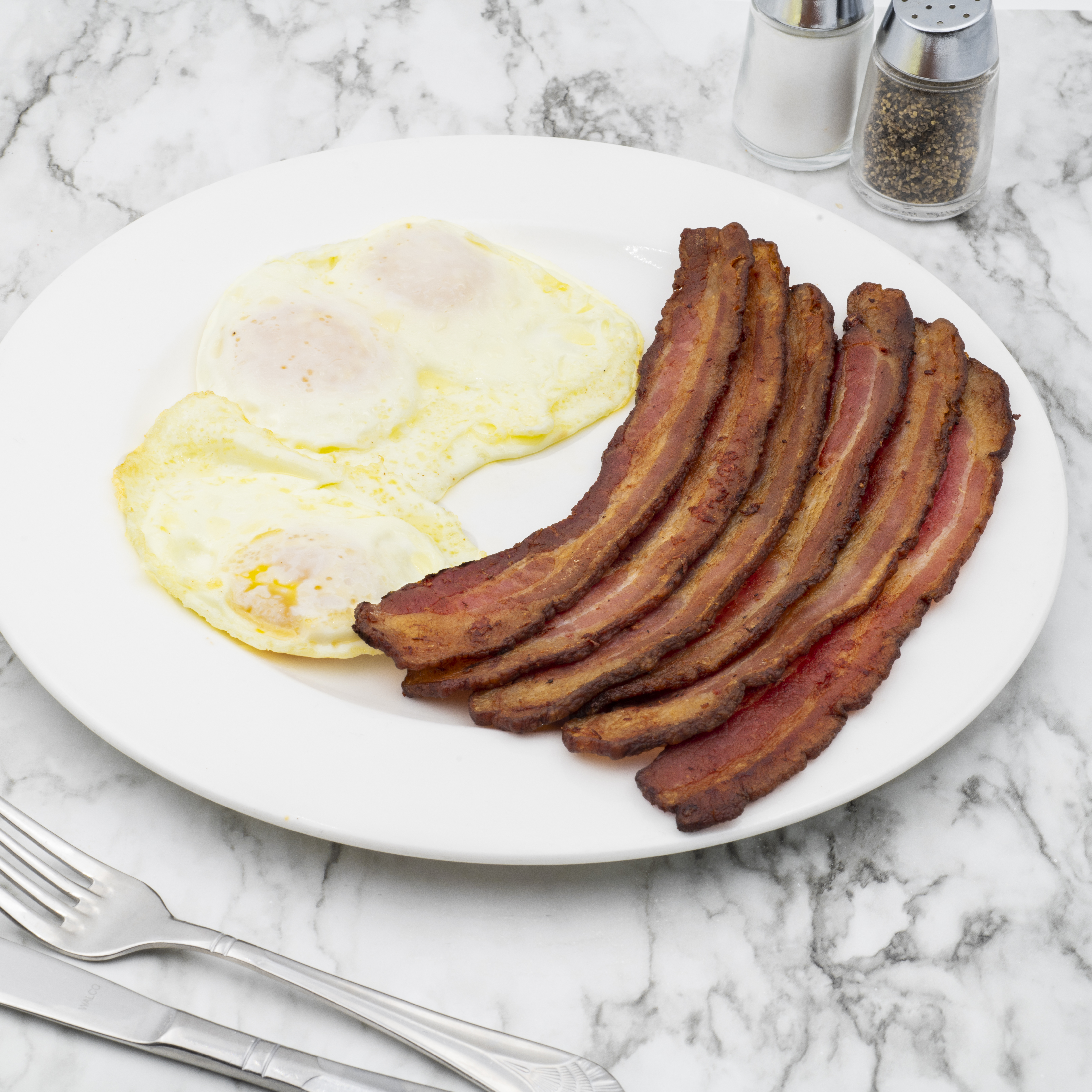Order 6 Slices of bacon, 3 eggs and a side food online from The Original Pancake House store, Fort Worth on bringmethat.com