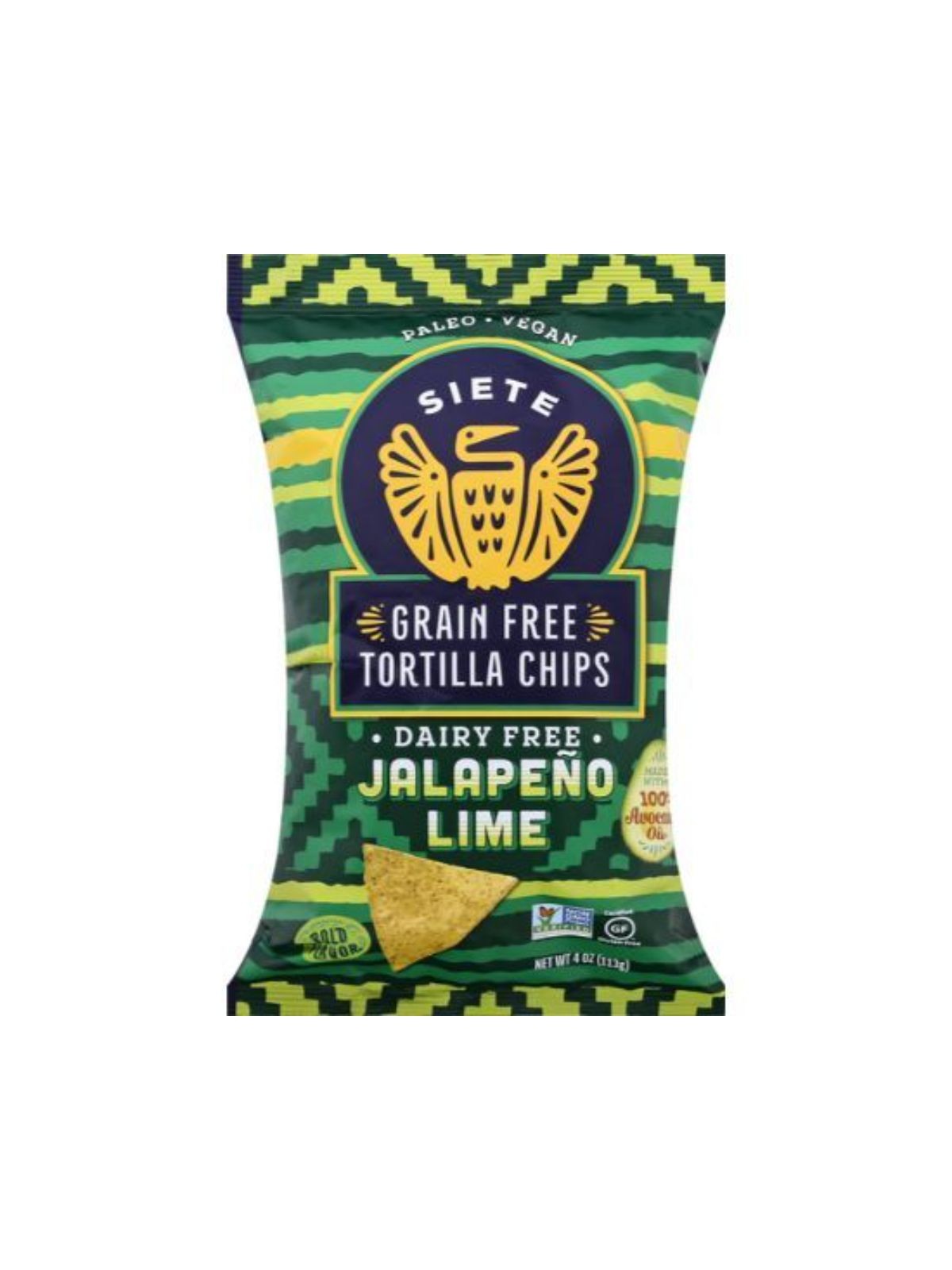 Order Siete Jalapeño Lime Tortilla Chips (4 oz) food online from Stock-Up Mart store, Houston on bringmethat.com