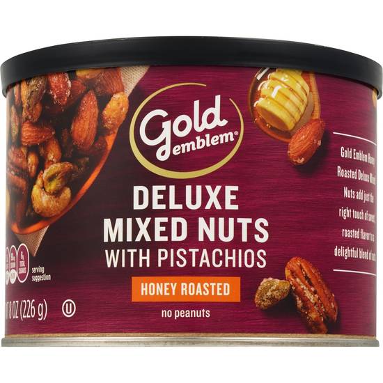 Order Gold Emblem Honey Roasted Deluxe Mixed Nuts with Pistachios, 8 OZ food online from CVS store, BRYAN on bringmethat.com