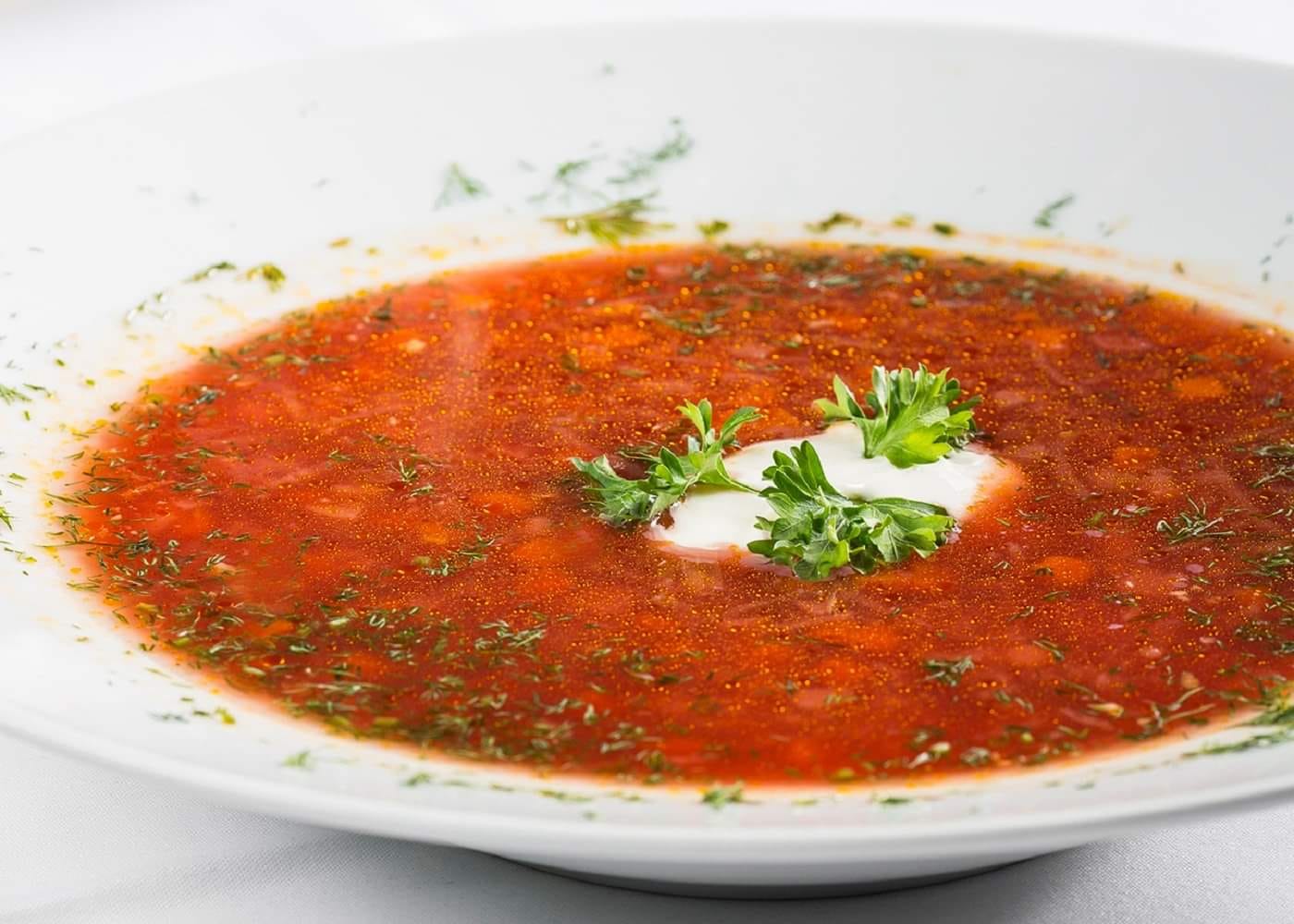 Order Ukrainian Borscht Soup food online from Pavilion Restaurant store, Northbrook on bringmethat.com