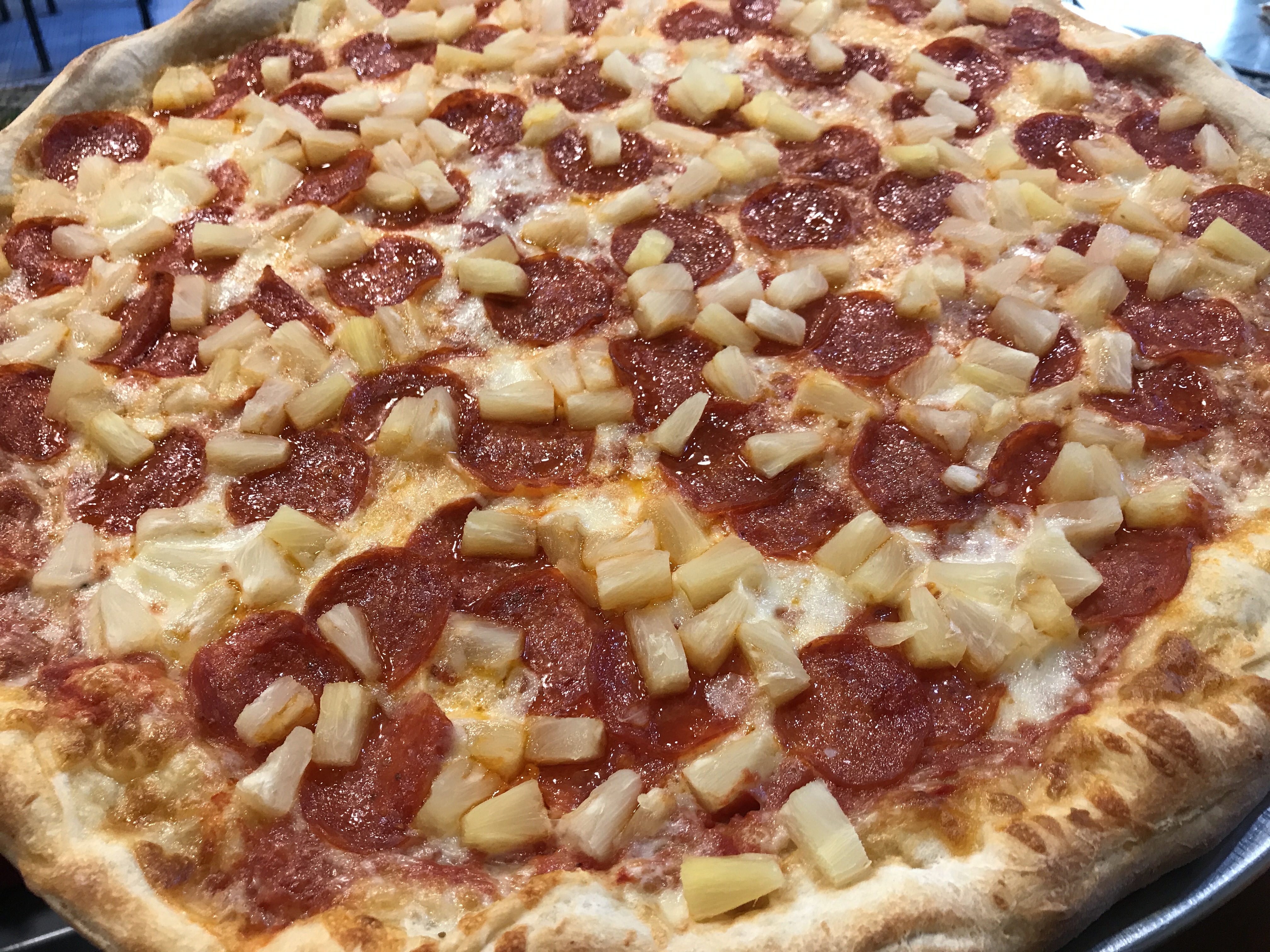 Order 18" Pepperoni and Pineapple Pizza food online from Joe's pizza store, Philadelphia on bringmethat.com