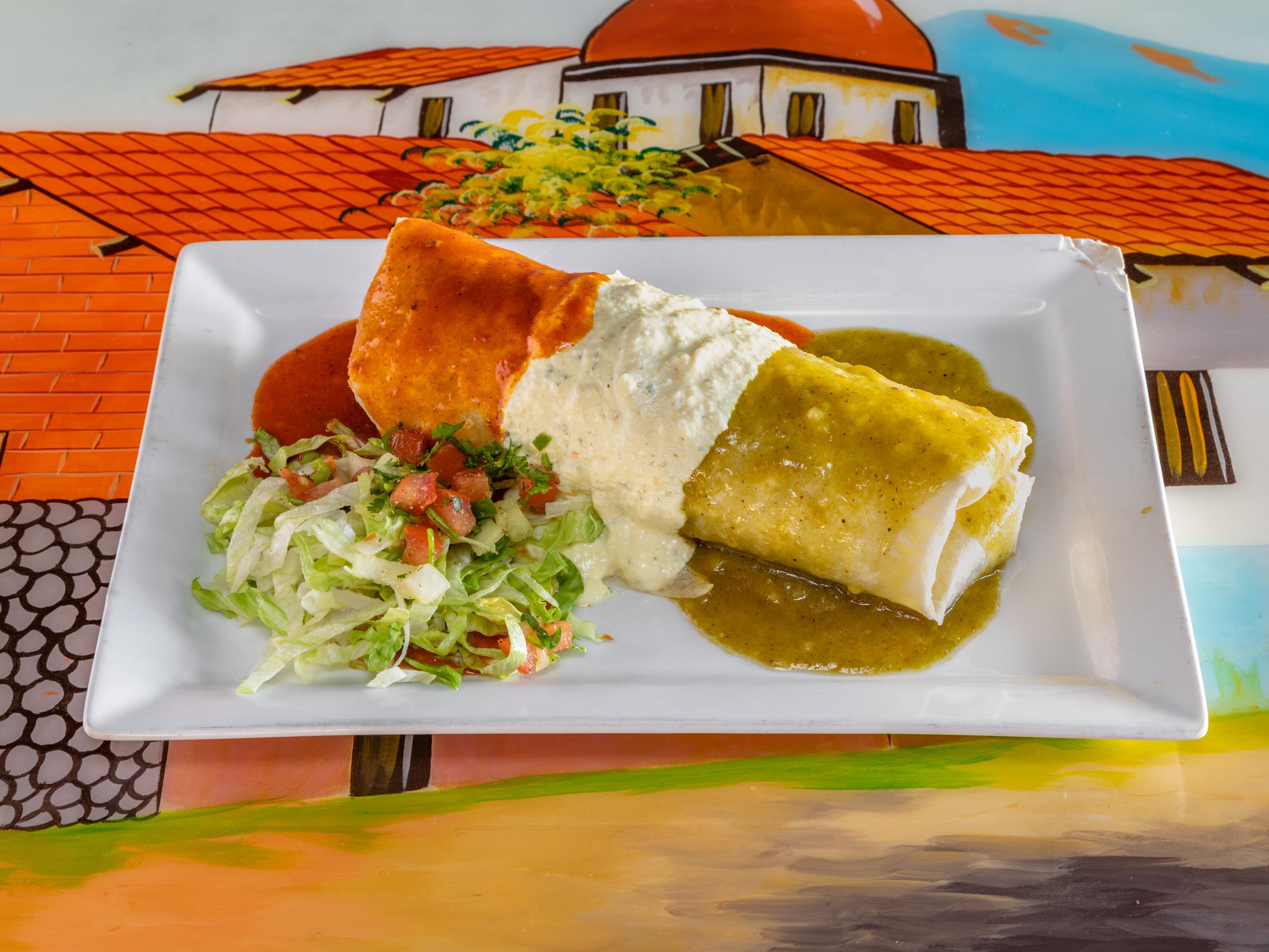 Order Mexican Flag Burrito food online from Anaya Fresh Mexican Restaurant store, Tempe on bringmethat.com