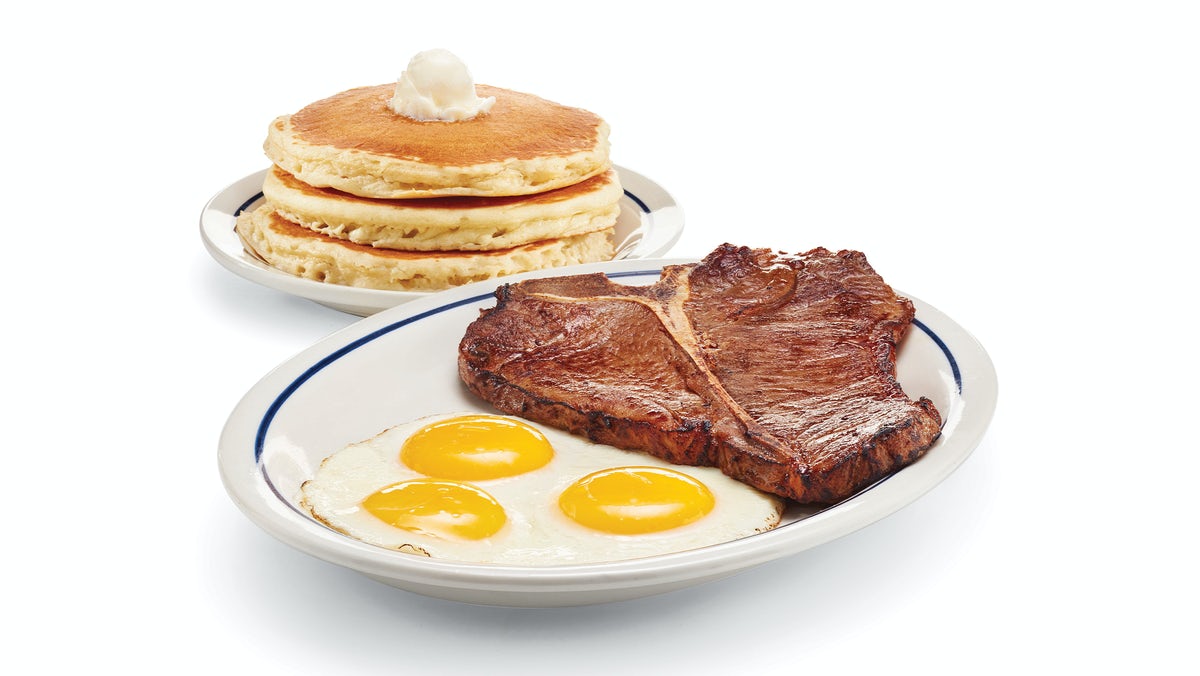 Order T-Bone Steak & Eggs food online from Ihop store, Cambridge on bringmethat.com