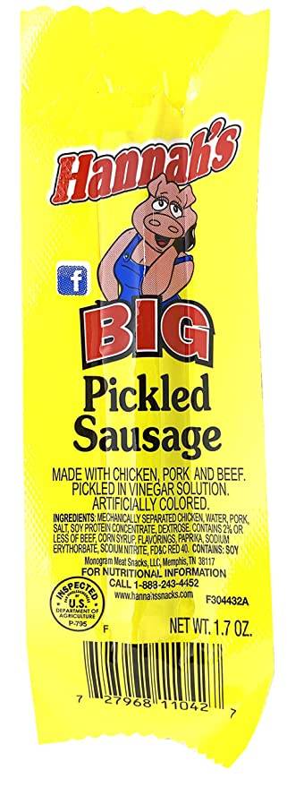 Order Hannah's No Pork Big Pickled Sausage food online from Exxon Food Mart store, Port Huron on bringmethat.com