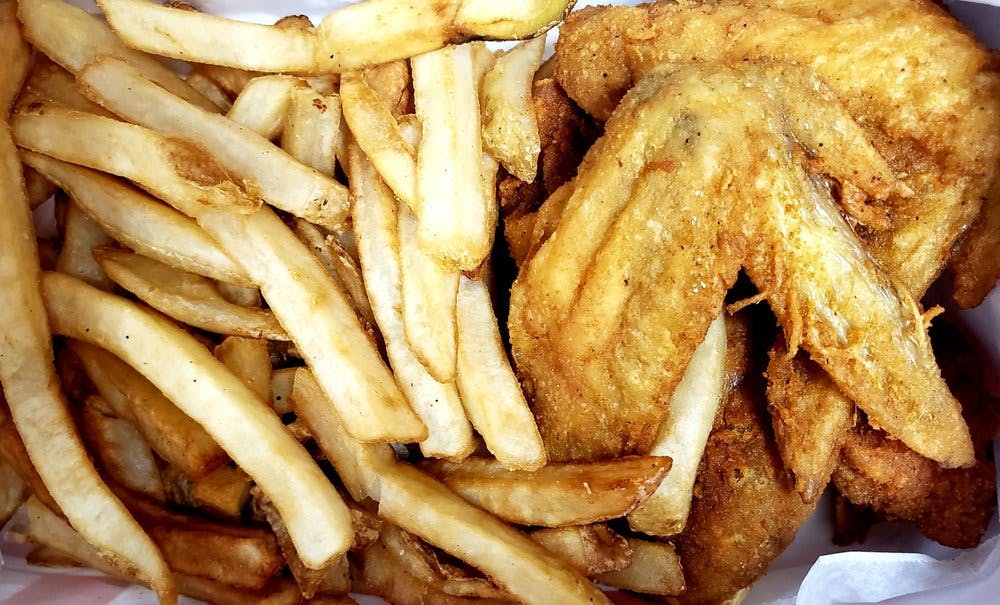 Order Whole Wings & Fries - 5 Pieces food online from Dimitri Carry Out store, Baltimore on bringmethat.com