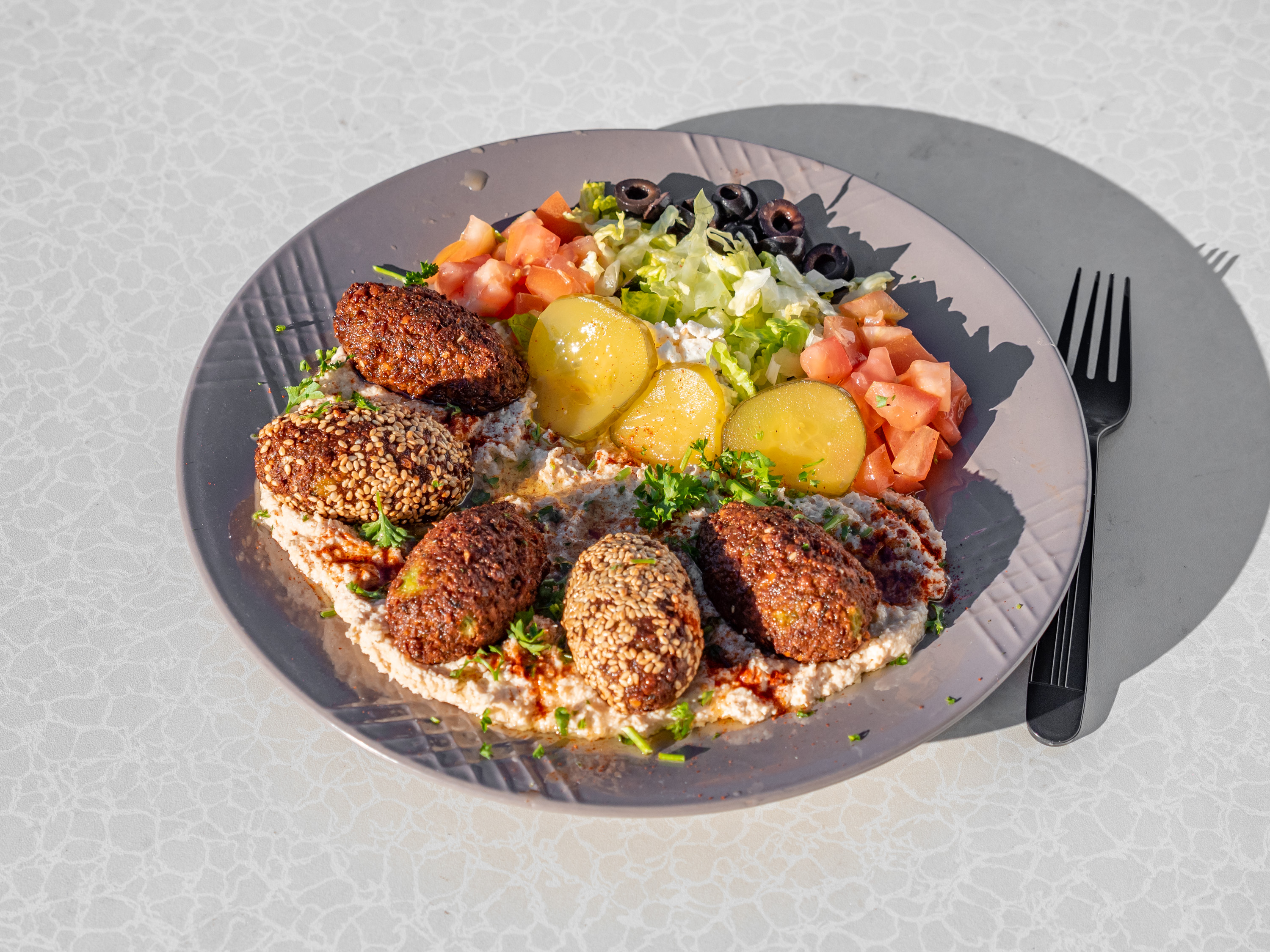 Order 7. Falafel Plate food online from Rumi Kabob store, Vallejo on bringmethat.com