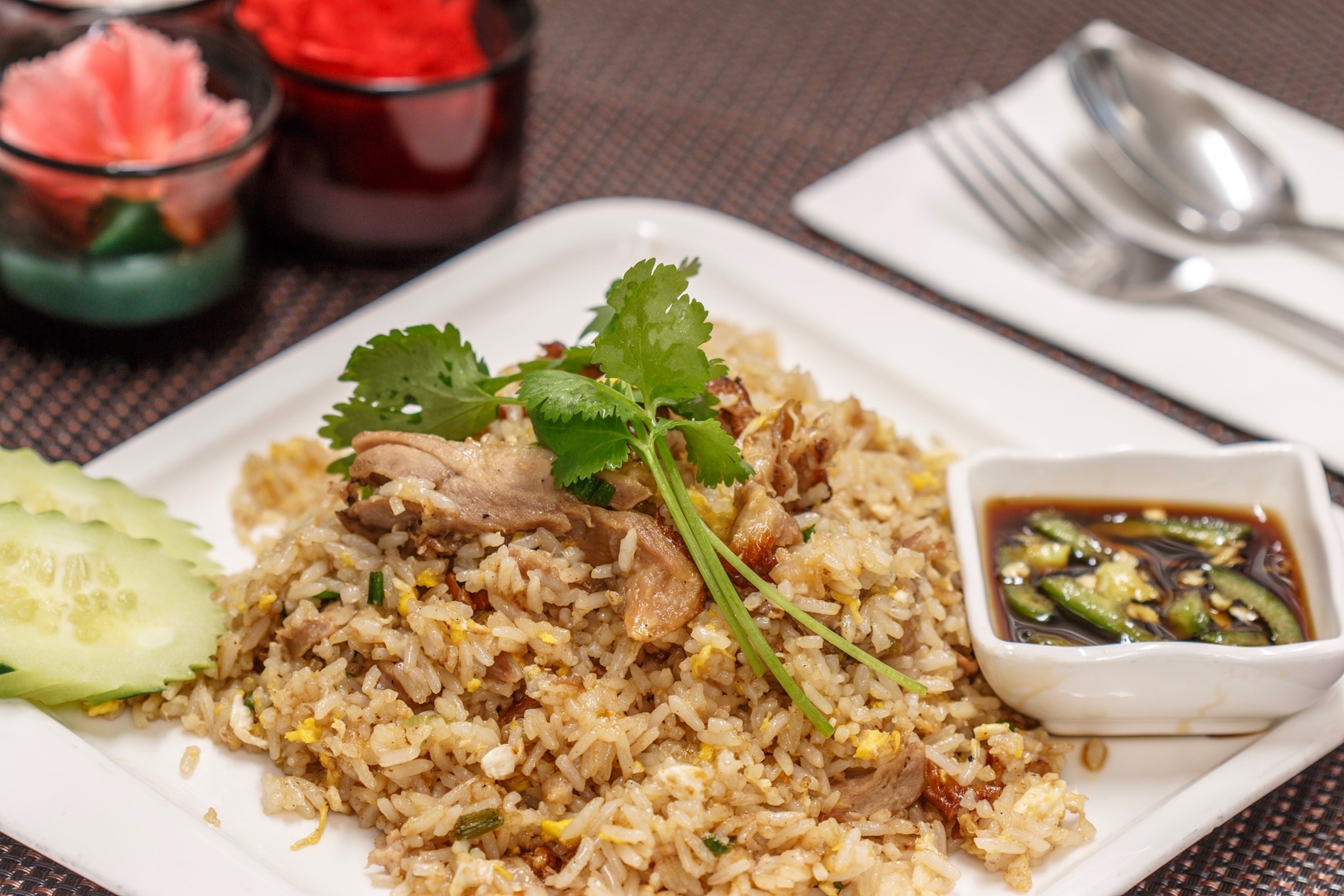 Order Duck Fried Rice  food online from Up 2u Thai Eatery store, Alameda on bringmethat.com