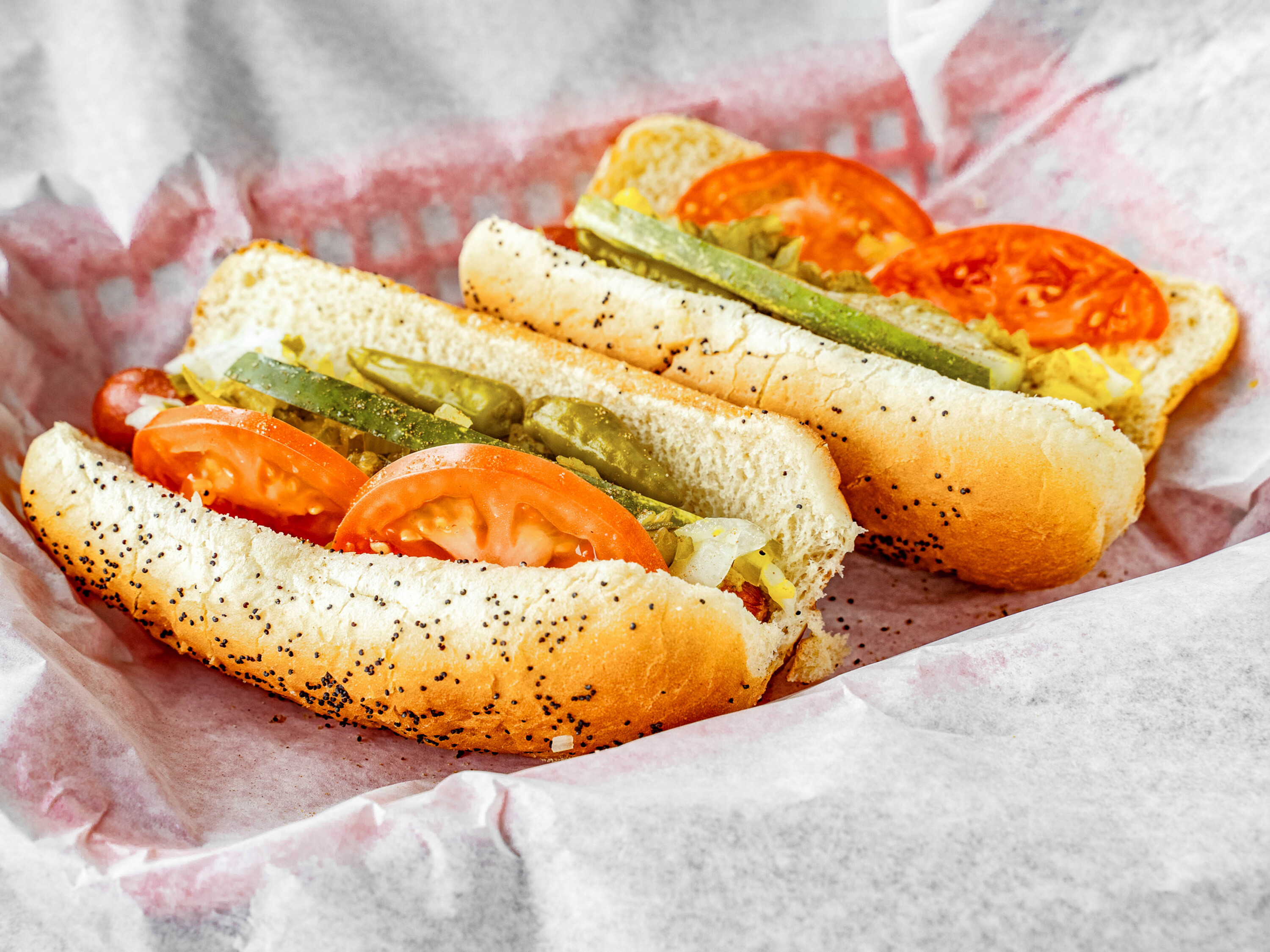 Order 5. Two Hot Dogs Meal food online from Johnny's Red Hots store, Naperville on bringmethat.com