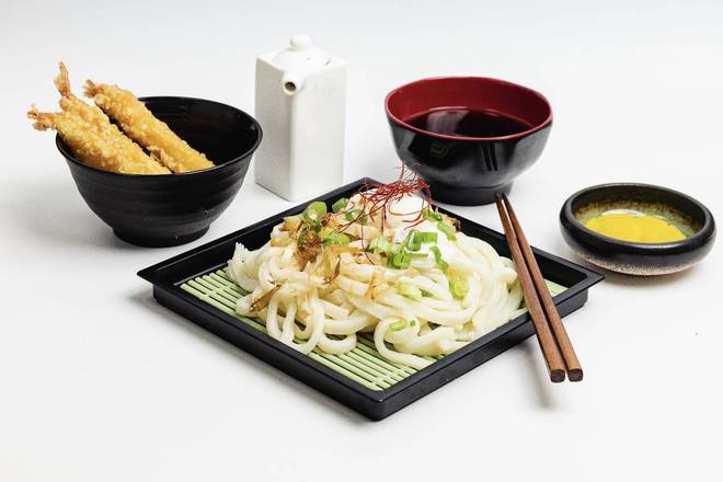 Order Japanese Cold Dipping Udon with Shrimp Tempura food online from Izaka Donburi store, Falls Church on bringmethat.com