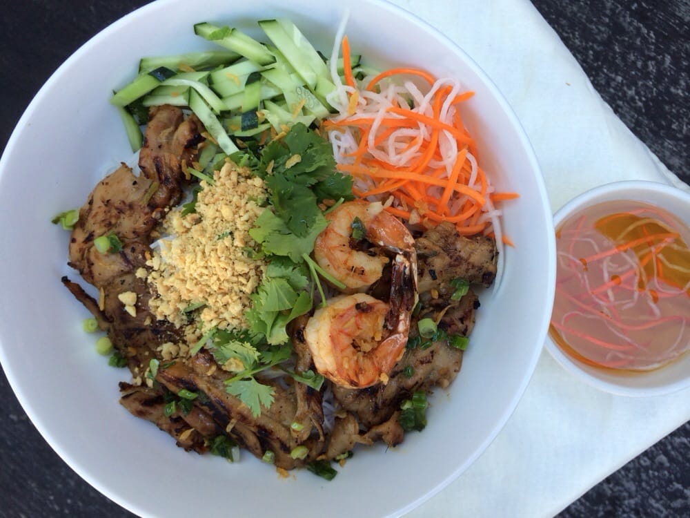 Order 55. Grilled Shrimp and Pork food online from Saigon Noodles & Grill store, Arlington on bringmethat.com