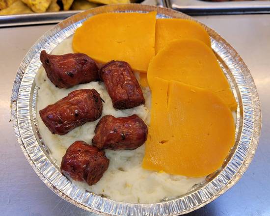 Order Pure de papa con Longaniza/mashed potato with sausage food online from Peralta Brentwood Deli Grocery store, Brentwood on bringmethat.com