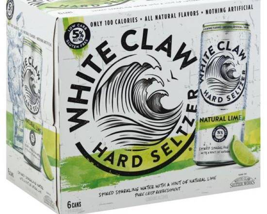 Order White Claw Natural Lime, 6pk-12oz canned hard seltzer (5.0% ABV) food online from Limoncello store, San Francisco on bringmethat.com