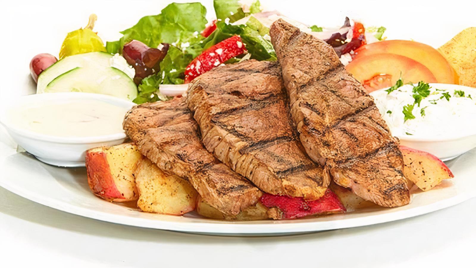 Order Chargrilled Lamb Feast food online from Tazikis Mediterranean Cafe store, Denver on bringmethat.com