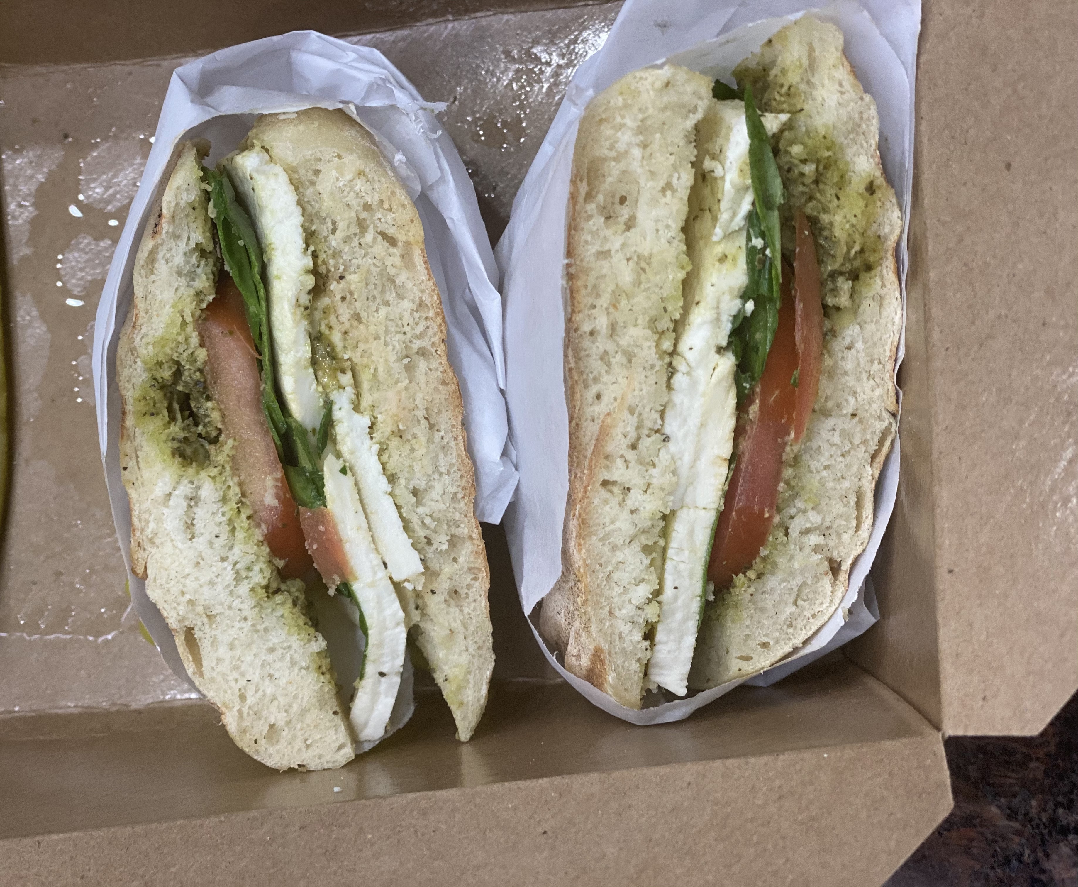 Order Pesto Mozzarella Panini food online from Pastries By Edie store, Canoga Park on bringmethat.com