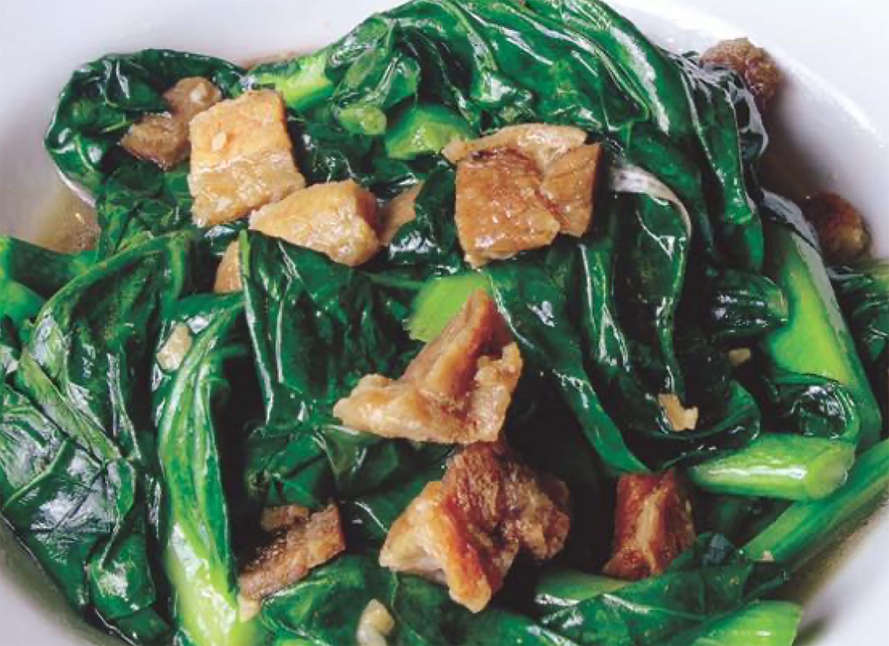 Order 31.Chinese Broccoli Crispy Pork* food online from Ocha Thai Express store, Henderson on bringmethat.com