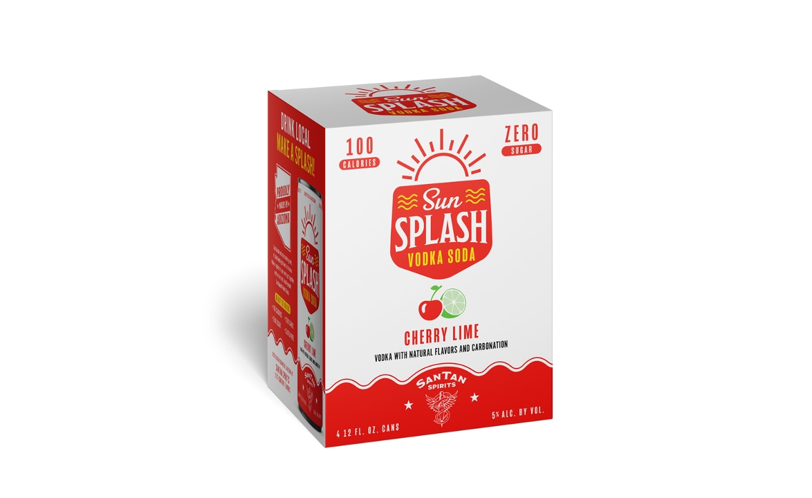 Order SunSplash Cherry Lime Vodka Soda 4pk-12oz can cocktail (5% ABV) food online from Santan Brewing Co. store, Chandler on bringmethat.com