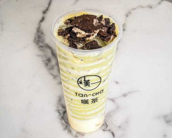 Order Brulee Green Milk Tea with Oreo food online from Tan Cha store, San Diego on bringmethat.com