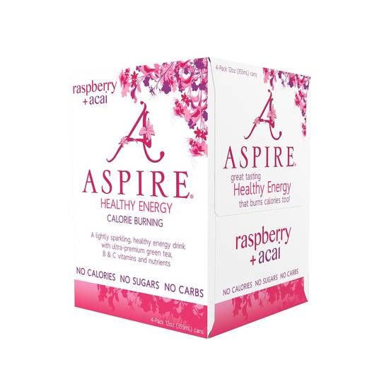 Order Aspire Healthy Energy Drink Raspberry & Acai (14 oz x 4 ct) food online from Rite Aid store, Medina on bringmethat.com