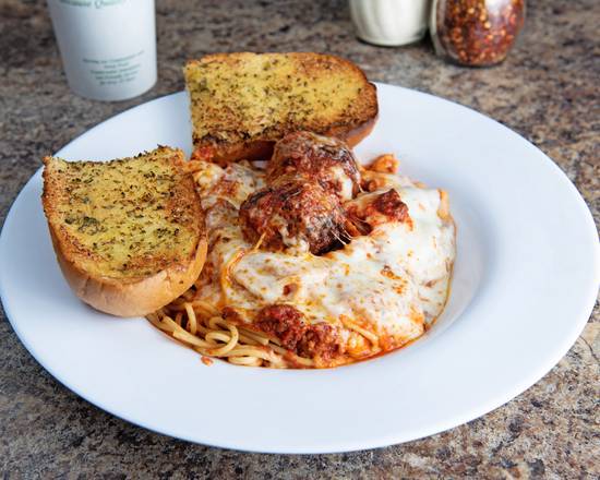 Order Baked Spaghetti food online from Lamppost Pizza store, Fountain Valley on bringmethat.com