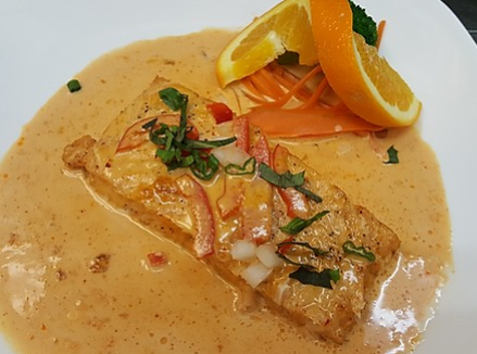 Order Basil Salmon food online from Thaiwat Restaurant store, Reading on bringmethat.com