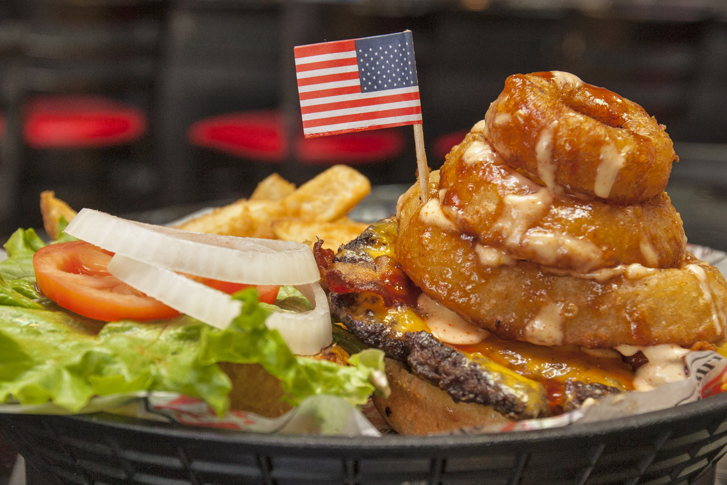 Order 4th of July Burger food online from Friends American Grill store, Bethlehem on bringmethat.com