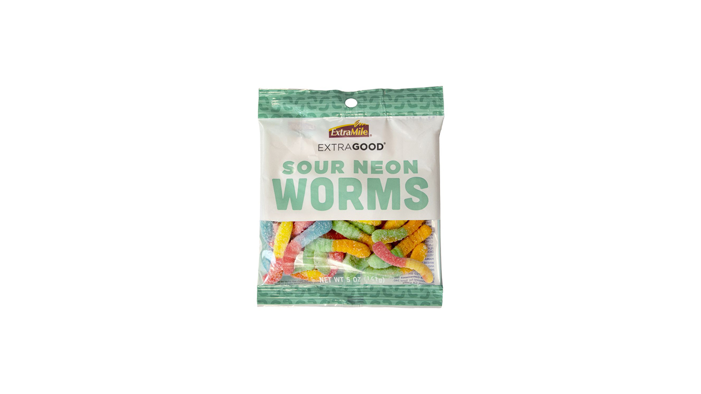 Order ExtraGood Sour Neon Worms 5oz food online from Extramile store, Ontario on bringmethat.com