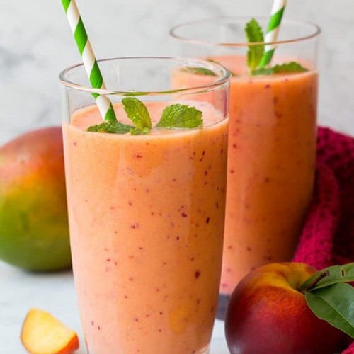 Order Strawberry Peach Smoothie food online from Tastefully Yours Cafe store, Coraopolis on bringmethat.com