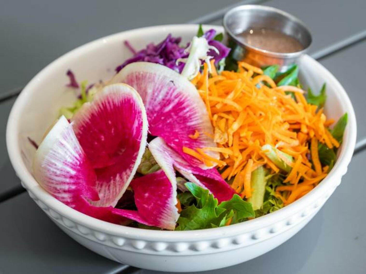 Order Mini Greens Salad food online from Chef Tanya Kitchen store, Palm Desert on bringmethat.com