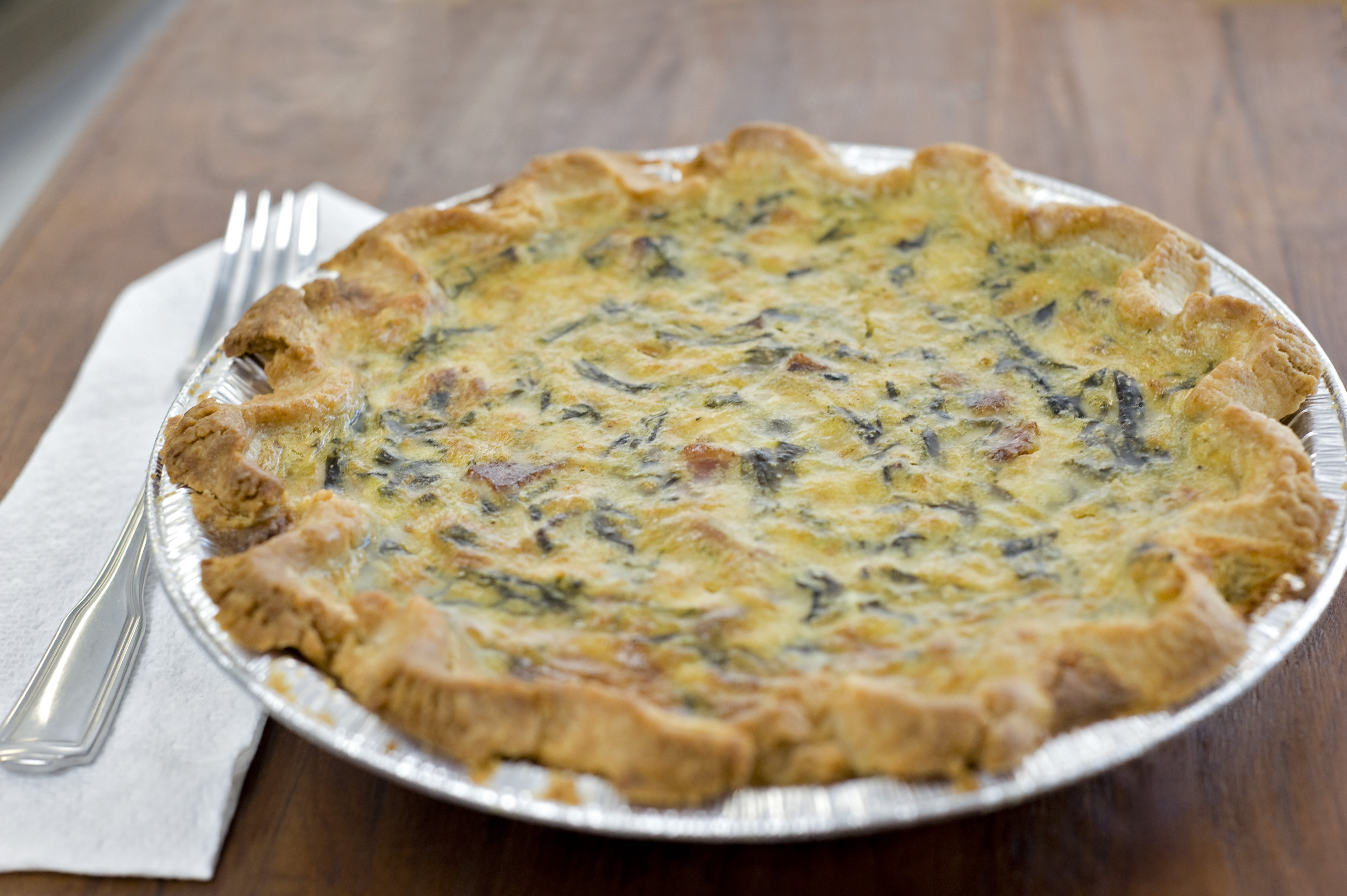 Order 9" Spinach and Bacon Quiche Pie food online from Papa C Pies store, Brentwood on bringmethat.com