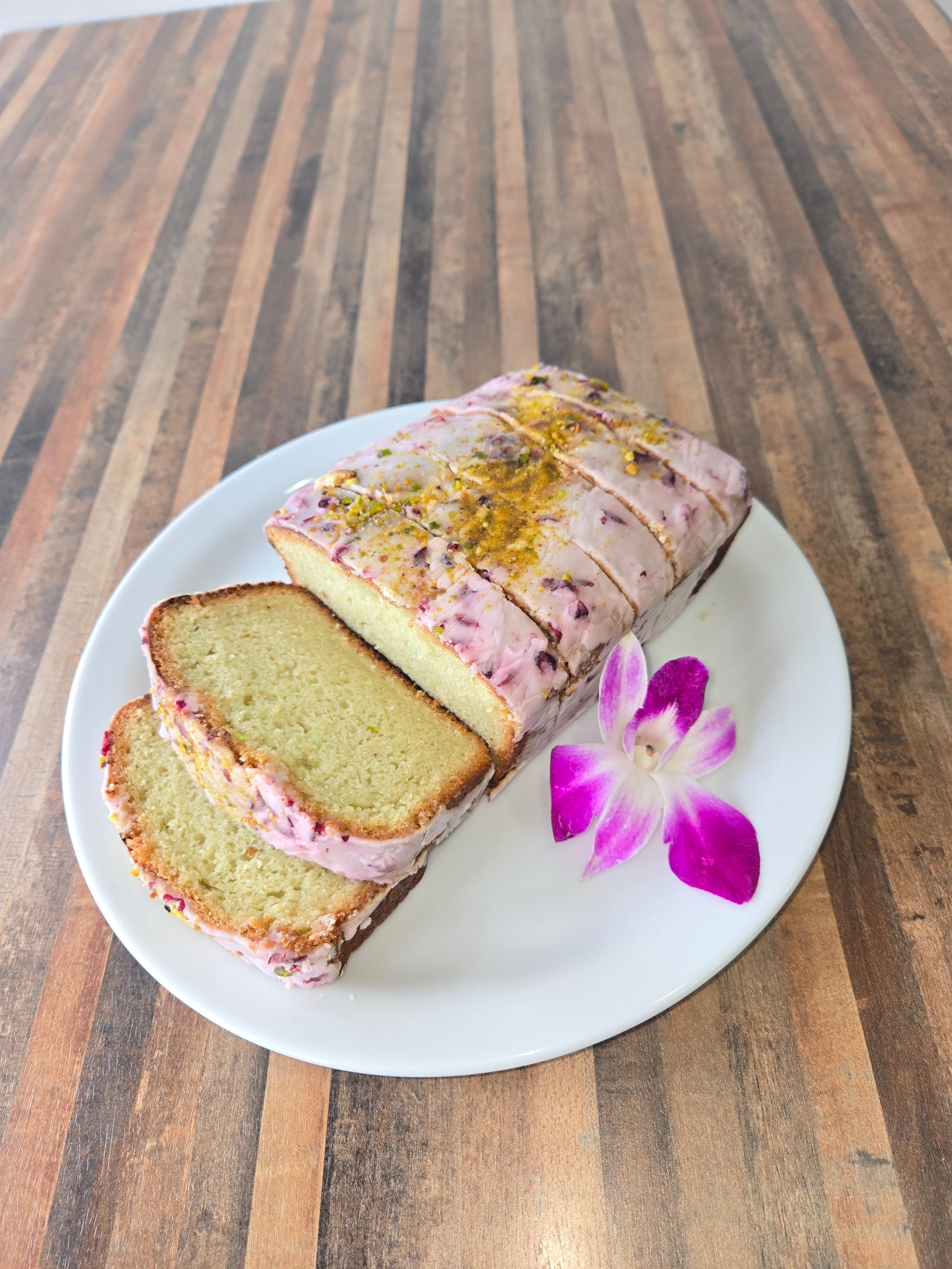 Vegan Pistachio Cranberry Poundcake