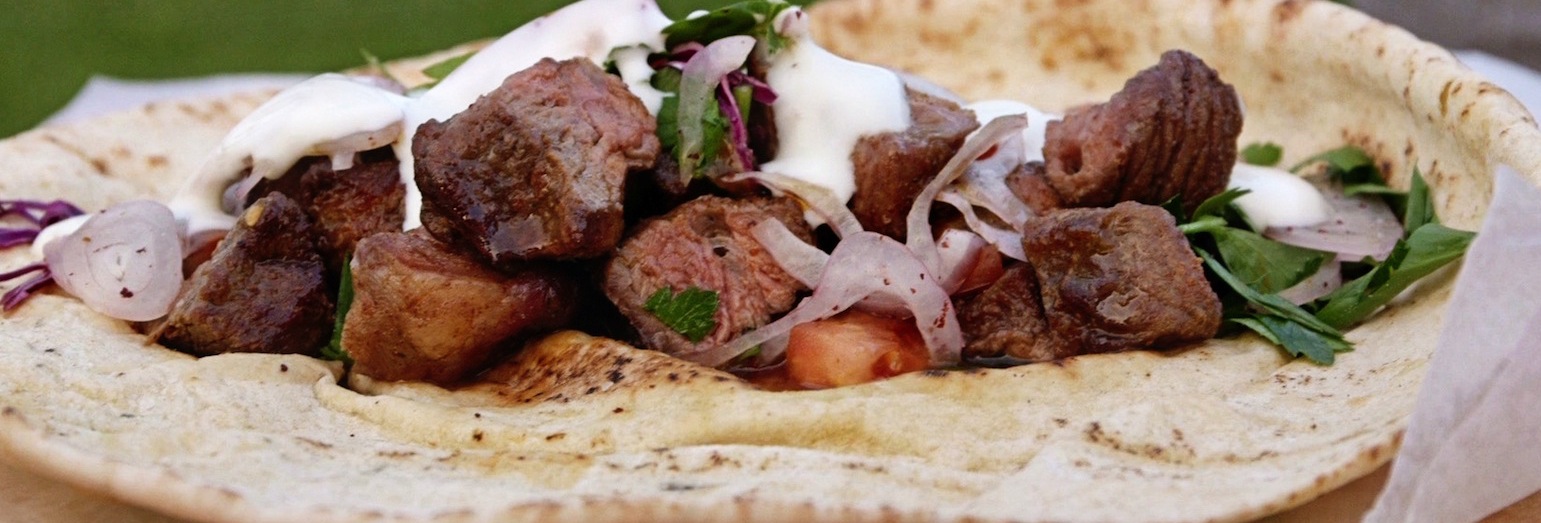 Order Goat Shish Kabob Chevon Entree (New and Fresh) food online from Salam store, Chicago on bringmethat.com
