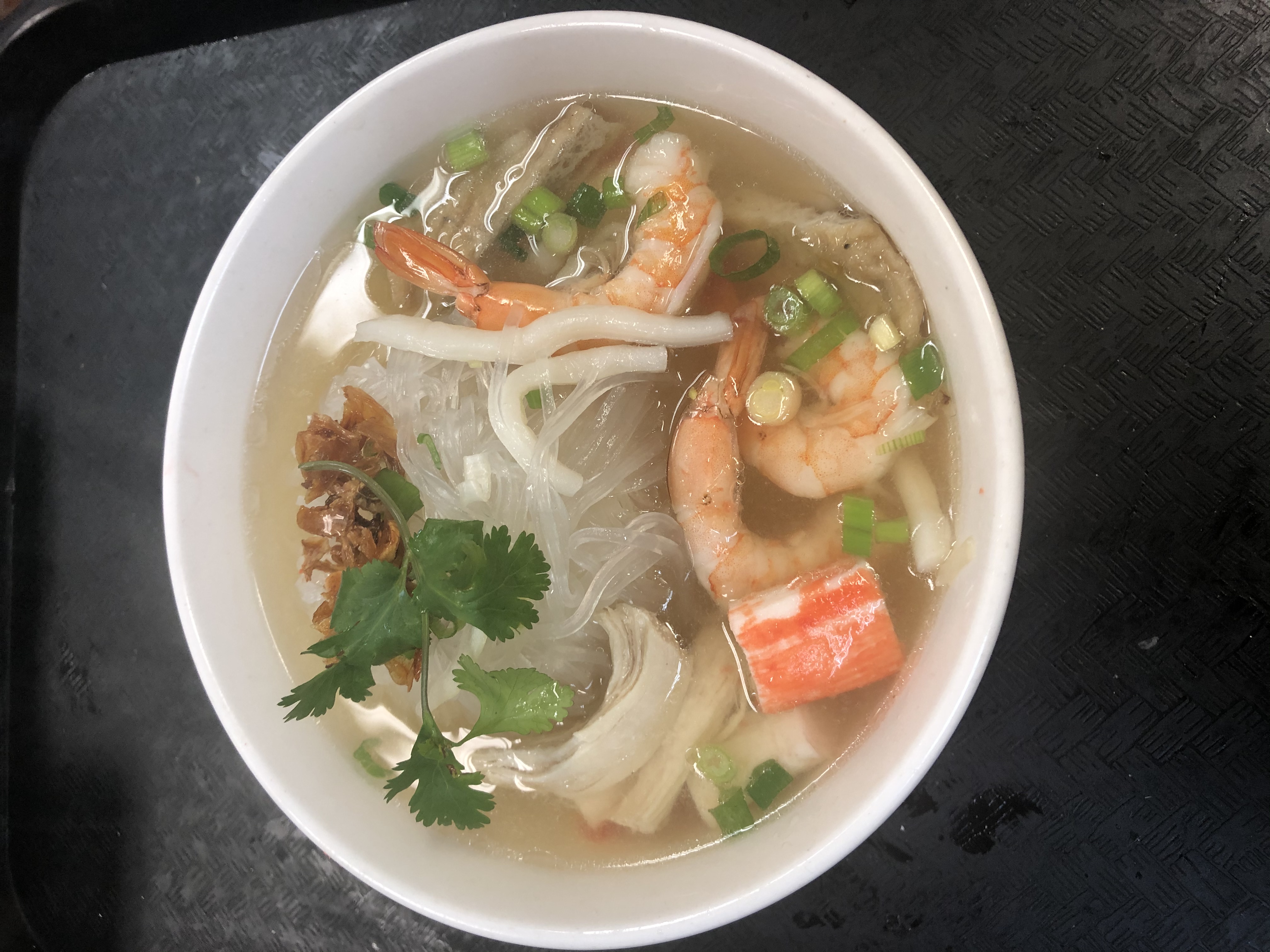 Order 28. Seafood with clear noodle soup (Hu Tieu Dai Hai San) food online from Saigon House store, San Leandro on bringmethat.com