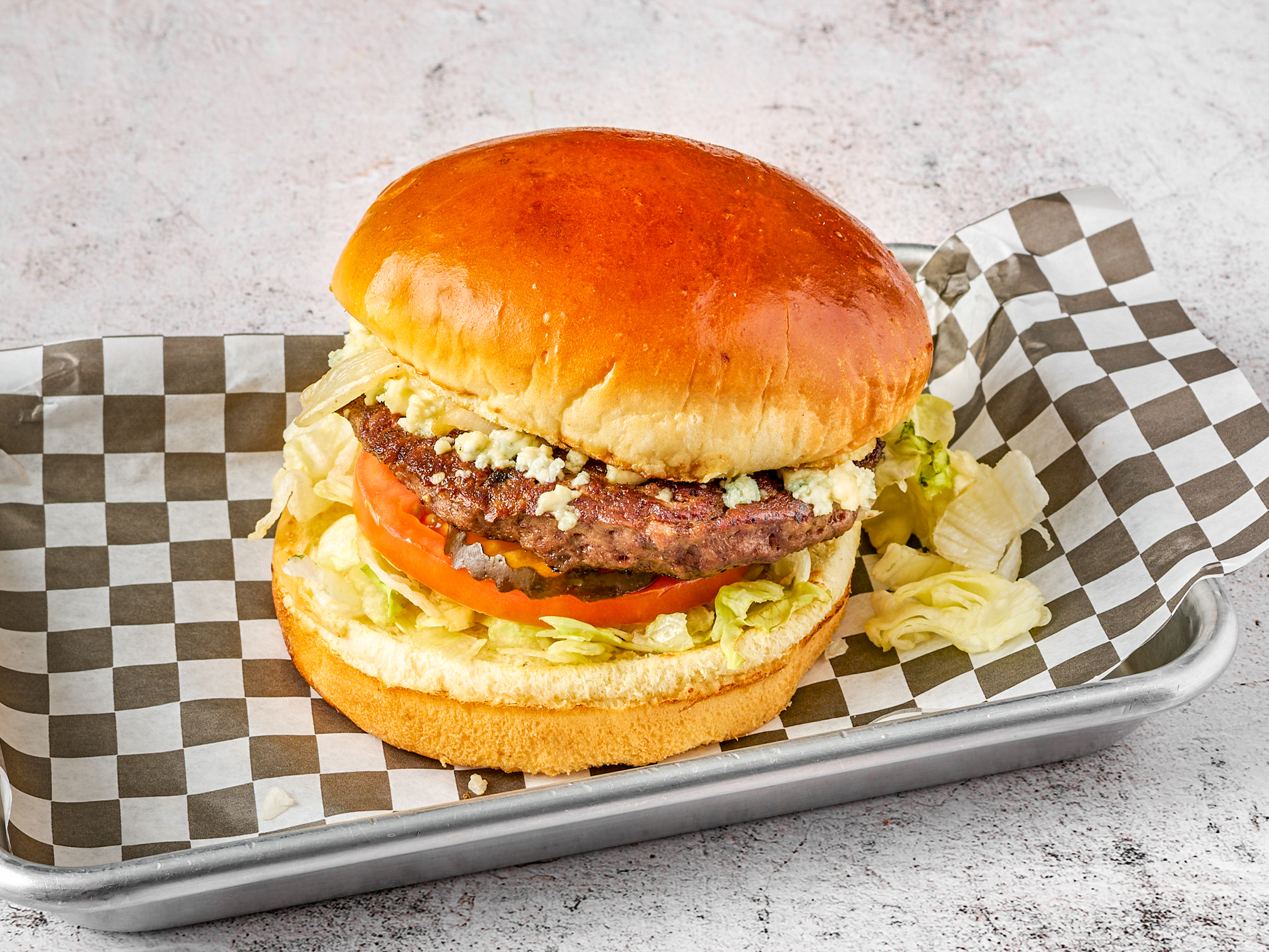 Order Black and Blue Burger food online from Twisted Burger store, Grayslake on bringmethat.com